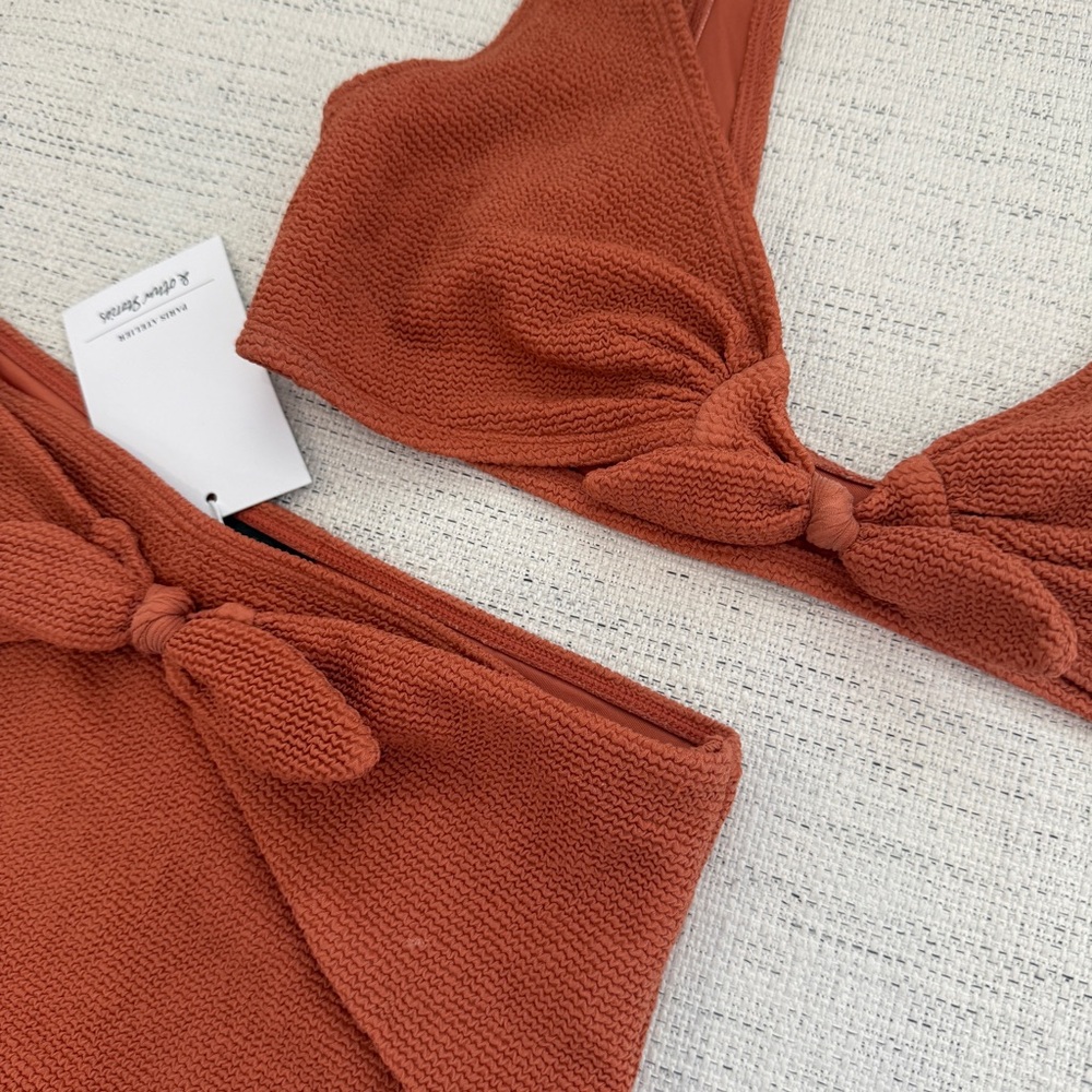 NWT & other stories crinkle Rust Bikini set high waisted bottoms
